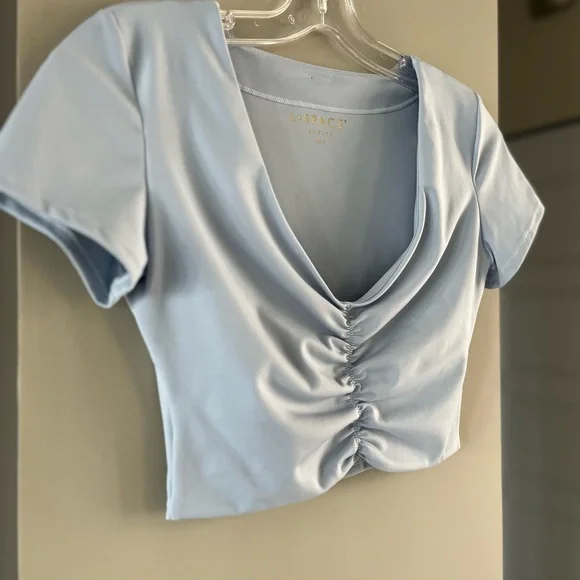 L*Space Blue Ruched Crop Top - Picture 4 of 13